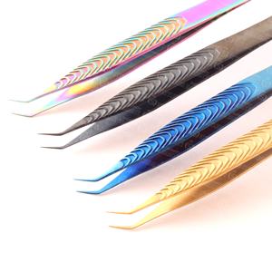 Pince à cils professionnelle en acier inoxydable de haute qualité finition en titane avec prise ferme marque privée personnalisée - Product Image 1