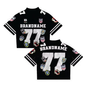 Camiseta de Fútbol Personalizada de Marca, para Hombre, Negra, de Malla Transpirable, Manga Corta, con Estampado Sublimado, Número 77, Ropa Deportiva de Equipo - Product Image 1