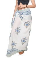 Pareo de playa floral hecho a mano para mujer, falda ligera, pareo envolvente, estilo bohemio, ropa de resort transpirable con logo en la cintura, marca privada.