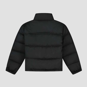 Veste matelassée noire pour homme, hiver, col montant, fermeture éclair, couleur unie, épaisse, coupe droite, manches longues - Product Image 5