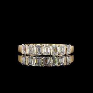 Anillo de Boda Clásico de Siete Piedras con Diamante Cultivado en Laboratorio con Corte Esmeralda, Oro de 10K, 14K, 18K, Plata 925, 935, Regalo de Aniversario o Compromiso - Product Image 1