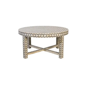 Mesa de Centro con Incrustaciones de Hueso, Diseño Moderno, Hecha a Mano con Hueso y Madera, Muebles para Sala de Estar - Product Image 4