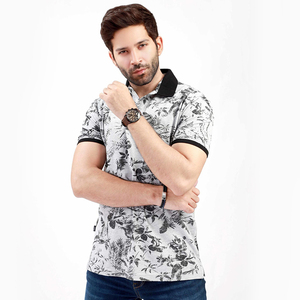 Custom Mens Floral Print Cotton Polo <b>Shirt</b> Short Sleeve Turn Down <b>Collar</b> Casual Summer Slim Fit Beach Wear <b>T</b>-<b>Shirt</b> For Men - Product Image 1