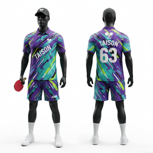 Tenue de tennis de table pour hommes 180 GSM en polyester premium anti-humidité, avec empiècements bordeaux, noir et orange, logo personnalisé par sublimation - Product Image 2