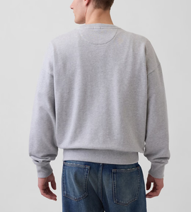 Sweat-shirt à col rond surdimensionné pour homme, 100% coton, logo personnalisé, fabrication OEM, tissu molletonné lourd 380 GSM pour l'hiver - Product Image 2