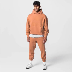 Custom High Cotton Hooded Lightweight Essential Set Long Sleeve Sweatshirt Sweatpants Winter Tracksuit Men <b>Women</b> Customizable - Product Image 1