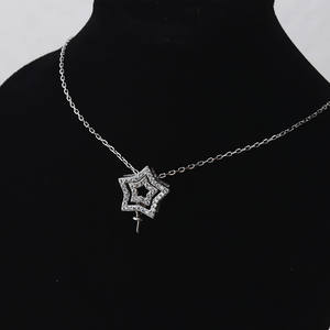 Collier pendentif double pentagramme en argent S925, chaîne de clavicule, accessoires de bricolage, composants de bijoux vides pour femmes, perles - Product Image 4