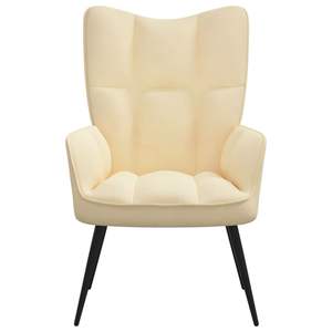 Fauteuil relaxant en velours 100% polyester avec structure en acier, couleur crème, pour salon - Product Image 3