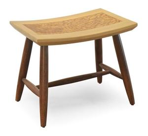 Modern Wood Saddle <b>Stool</b> Curved Seat Backless Ottoman Solid Wood Footrest for Dining Room <b>Vanity</b> Entryway - Product Image 2