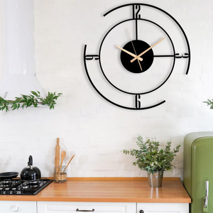 Reloj de Pared Moderno de Metal, Diseño de Círculo Abierto, Patrón Numérico Mixto, Reloj Decorativo Contemporáneo para Cocina y Hogar - Product Image 4
