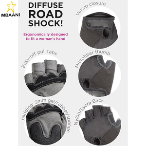 Gants de cyclisme pour femmes, T-Gloves, gants de vélo de montagne confortables en maille à demi-doigts avec coussinets en gel - Product Image 2