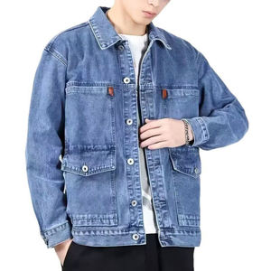Veste en jean vintage d'hiver la plus vendue pour hommes, avec détails boutonnés, style streetwear, patchwork, écologique, confortable, décontractée, type trucker - Product Image 1