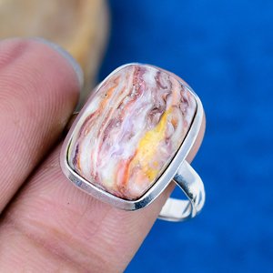 Bague en argent sterling 925 massif avec pierre précieuse naturelle d'huître rose faite à la main - Product Image 3