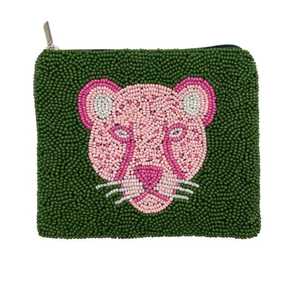 Monedero con cuentas de gato salvaje, diseño Pantera Rosa, verde bosque, con cremallera, pequeño, para monedas - Product Image 1