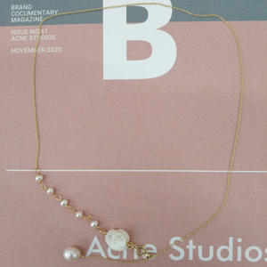 Collier en argent S925 avec perle d'eau douce, pendentif élégant en coquille de rose, lumière intense, sans défaut, chaîne de clavicule, pendentif unique et fin pour - Product Image 3