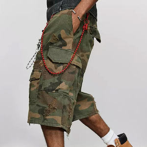 Custom 100% Cotton Camouflage Denim Cargo <b>Shorts</b> 6 Pocket Oversized Distressed High Street Style Summer <b>Baggy</b> <b>Men's</b> <b>Shorts</b> - Product Image 4