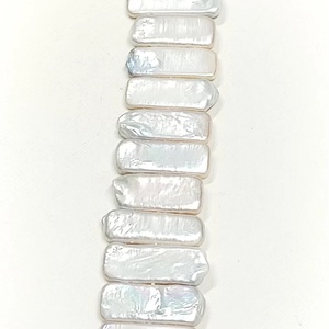 Perlas de agua dulce tipo baguette AAA de 25*10 mm, 16.5 pulgadas, hebra de perlas blancas brillantes para la fabricación de joyería a precio de mayoreo. - Product Image 1