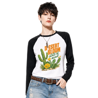 Kaos Raglan Lengan Unisex Gaya Retro Amerika, Rajutan Katun 100% Solid 260g, Cetak Kustom, Koleksi Baru Musim Semi & Musim Panas