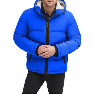 Unisex Gray <b>Hooded</b> <b>Puffer</b> <b>Jacket</b> <b>with</b> Lining <b>Waterproof</b> Breathable Eco-Friendly Zipper Casual Winter Wear Front Logo - Product Image 6