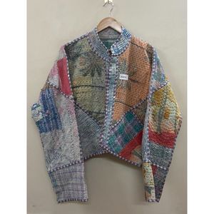 Veste Kantha en coton 100% de créateur, multicolore, style ethnique haut de gamme, avec fermeture ouverte, faite à la main, vintage, vente en gros - Product Image 2