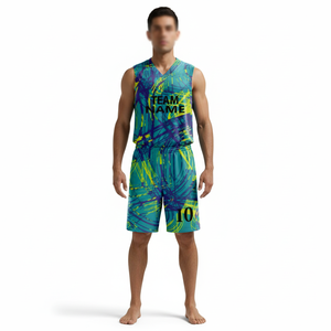 Basketball Uniform <b>Set</b> Plus Size Summer Sleeveless Jersey Anti Bacterial Quick Dry Breathable Fabric Custom OEM Team Sports Suit - Product Image 1