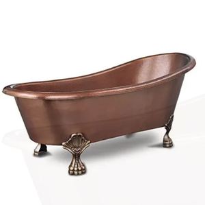 Baignoire autoportante en cuivre à double patte de chat, design antique, finitions cuivrées, prix abordable, vente en gros - Product Image 3