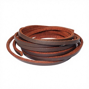 High Quality Top Grain <b>Leather</b> Flat Cords 4mm/3x3mm Sizes Shoe Lace Findings for Footwear & Jewelry Custom Logo Bulk Packaging - Product Image 1
