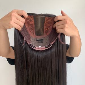 Peluca de encaje completo recto de hueso de grado 12A, máquina de Color Natural superdibujada doble vietnamita, trama doble para mujeres negras - Product Image 2