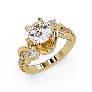 Anillo de Compromiso de Oro Puro de 14K con Diamante Cultivado en Laboratorio de Corte Redondo, Certificado IGI, Anillo de Boda con Banda Trenzada Vintage para Mujer - Product Image 2