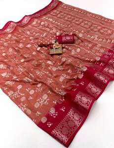 Lanzamiento de Hermosos Sarees de Seda Dola Butti Pura con Impresiones Lehariya Increíbles, Borde de Tejido Jacquard Fino con Blusa - Product Image 2