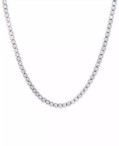 Collana di lunetta in zirconi cubici con anello da 17 "in piatto d'argento o d'oro | Macacy's - Product Image 2