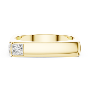 Bague de luxe en or jaune 18 carats avec diamant de laboratoire, profil carré, sertissage minimal, élégance solitaire, bande de diamants signature - Product Image 3