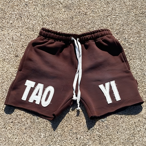 Street Wear Acid Washed <b>Patch</b> Embroidery Distressed Boxy Fit Hoodies and Drawstring Waist <b>Shorts</b> Set - Product Image 5