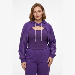 Sudadera con capucha de felpa francesa de 320 g/m² al por mayor, top bolero de felpa francesa, bolero corto para marcas de moda boutique, corte ajustado - Product Image 4