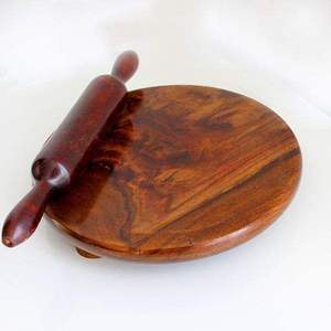 Handcrafted Eco-Friendly Light Mango Wood Chakla Belan Set Natural <b>Rolling</b> Board <b>Pin</b> for Chapati Roti Kitchen Dining Essentials - Product Image 2