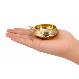Traditional Brass Diya <b>Oil</b> <b>Lamp</b> Round Engraved Design for Diwali Puja Home Temple Decor Akhand Jyoti Tabletop Use - Product Image 1