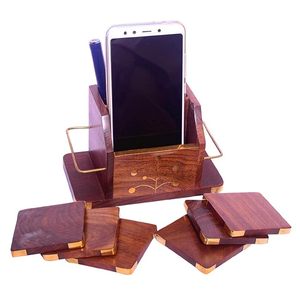 Posavasos de Madera de Sheesham, Soporte para Móvil, Portalápices, Organizador de Mesa Multiusos, Artículo de Regalo Hecho a Mano - Product Image 6