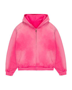 Sweat à capuche décontracté en molleton épais 100 % coton, couleur noir délavé, avec fermeture éclair, style streetwear, confort quotidien - Product Image 2