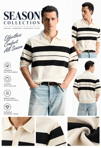เสื้อโปโลลายทางผู้ชาย – แขนยาว ทรงรักบี้ - Product Image 5