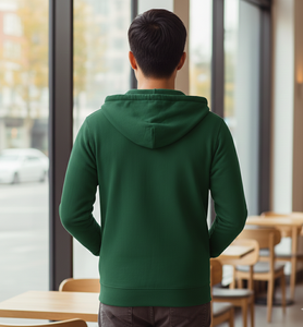 Sweat-shirt à capuche zippé pour homme en molleton de coton, avec cordon de serrage réglable, doux, chaud, à manches longues, pour un usage décontracté - Product Image 6