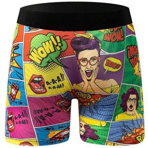<b>Custom</b> Men's 100% Cotton Printed Beaded <b>Boxer</b> Briefs Mid-Rise Quick Dry Breathable Soft Underwear OEM ODM Private Label - Product Image 1
