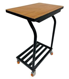 Modern Wooden Top <b>Rolling</b> Side Table with Metal Frame Storage <b>Rack</b> - Product Image 4