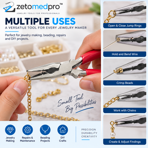 Alicates de punta fina para pesca, acero inoxidable, mordazas dentadas, mangos de PVC con resorte, herramienta de crimpado para fabricación de joyas, 115 mm, 5.12 pulgadas, Zet - Product Image 3