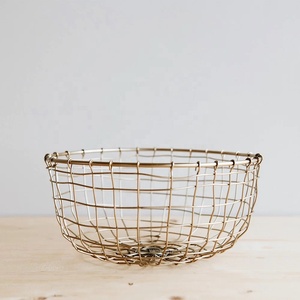 Contemporary Metal <b>Wire</b> <b>Basket</b> with Sculpted Open Grid Design for Fruit Serving Storage and Modern Tabletop Organization - Product Image 5