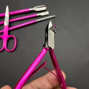 Kit de manucure professionnel 7 en 1 en acier inoxydable, outils de manucure à ressort unique, couleur rose, style classique, pour adultes - Product Image 3
