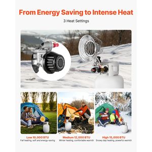 Riscaldatore Portatile a Gas Propano da 15000 BTU con Riscaldamento Rapido a Infrarossi a 180 Gradi, Modello 20-4 con Carrello - Product Image 4