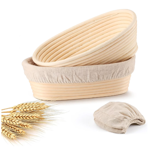 BEST SELLER Sustainable Rattan Flexible Cake Bread Bowl Full <b>Set</b> Mold <b>Baking</b> Tool Dishwasher & Oven Safe 40x25cm - Product Image 4