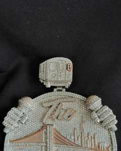 จี้เพชรโมอิสซาไนต์รูปต้นปาล์มแบบสั่งทำพิเศษ สร้อยคอแบบ Iced Out สำหรับผู้ชาย เงินแท้ 925 ชุบทองคำสีกุหลาบ - Product Image 3