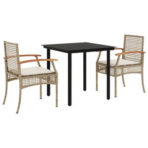 Juego de Comedor para Jardín en Beige, Negro, Crema y Blanco - Product Image 2