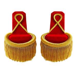 อีโบลูเต้ติดไหล่สีน้ำเงินคุณภาพสูง ผ้าฝ้าย 100% ประดับพู่และดิ้นทอง สำหรับเครื่องแบบพิธีการ วงโยธวาทิต และชุดยุทธวิธี - Product Image 6